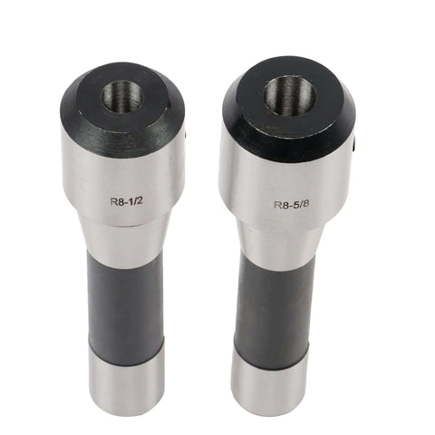 End Mill Holder Set R8 One Half To One And One Quarter Inch, 8 Piece, Bridgeport Type Milling Machine Compatible, shown front view