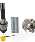 R8 Shell Mill Set With 100 Mm Face End Milling Cutter And 32 Mm Bore Arbor, 6 Flute, 7/16-20UNF Shank, Includes 1 R8 FMB32 Arbor, 10 APMT1604 Carbide Inserts, T15 Wrench.