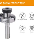 Beefy R8 Shank Shell Face Mill Arbor Adapter Holder For Bridgeport Mills One And A Half Inch Arbor Range Four To Five Inches Seven Sixteenth Inch Twenty Thread Made From 40CrMnTi Steel Built For Durability showing front view with steel indicators