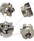 R8 Shell Mill Set With 100 Mm Face End Milling Cutter And 32 Mm Bore Arbor, 6 Flute, 7/16-20UNF Shank, multiple views