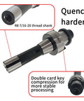 R8 Shell Mill Set With 100 Mm Face End Milling Cutter And 32 Mm Bore Arbor, 6 Flute, 7/16-20UNF Shank, close-up of shank.