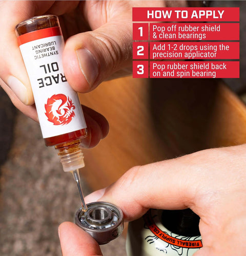 Applying Race Oil Bearing Lube For Skateboards Longboard Bearings Inline Skates High Speed Friction Reducing Lubricant with needle applicator