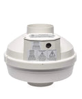 Front view of Maverick Radon Fan Kit For 3 Inch Installation, Quiet And Energy Efficient Inline Radon Mitigation Fan For 4 Inch Ducting. Product by Festa AMG.