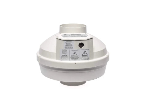 Front view of Maverick Radon Fan Kit For 3 Inch Installation, Quiet And Energy Efficient Inline Radon Mitigation Fan For 4 Inch Ducting. Product by Festa AMG.