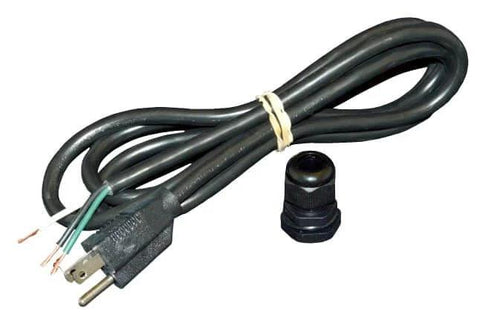 Power cord and connector from Maverick Radon Fan Kit For 3 Inch Installation, Quiet And Energy Efficient Inline Radon Mitigation Fan For 4 Inch Ducting