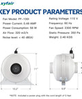 Radon Mitigation Fan 4 Inch 190 CFM Waterproof Duct Fan For Indoor And Outdoor Use IP67 Sealed Case front and side view dimensions