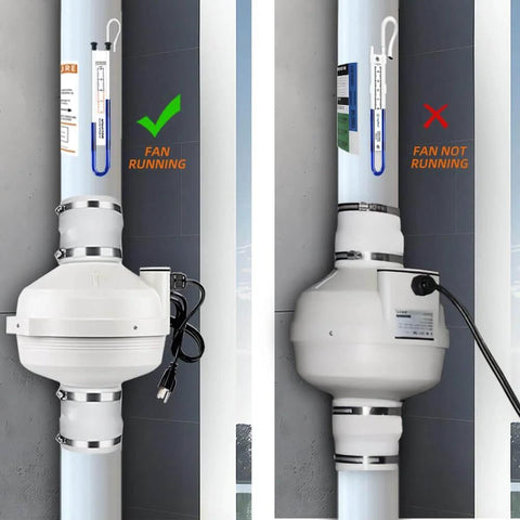 4 Inch Radon Mitigation Fan Installation Kit MIDCVFRUN With Inline Centrifugal Radon Fan Two 4x3 Inch Rubber Couplers And Air Pressure Indicator