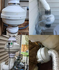4 Inch Radon Mitigation Fan Installation Kit MIDCVFRUN with Inline Centrifugal Radon Fan, Rubber Couplers, and Air Pressure Indicator