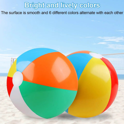 2 Pack Beach Balls, 20 Inch Beach Balls, Rainbow Color Pool Toys for Swimming Pool, shown on a sandy beach background.