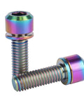 Colorful titanium hex screws, UHDFBDHF Titanium Bolt Hex Screw M5x16 18 20mm Stigma Chamfer Head Bolt with Washer for bicycles, rainbow finish
