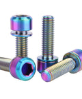 Colorful UHDFBDHF Titanium Bolt M6x20mm Allen Hex Pillar Head, pack of 4, displayed in a group of vibrant bicycle screws.