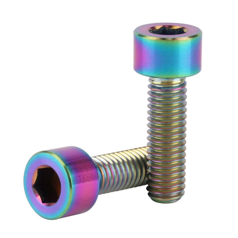 ✝️ UHDFBDHF Titanium Bolt M6 x 20mm Hex Bolt for Bicycle Screw Pack of 4 (Rainbow) close-up view