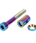 Colorful ✝️ UHDFBDHF 2PCS Titanium M5x40mm Bolt Nut Washer Bicycle SeatPost Fixed Bolt (Ranibow) set on white background