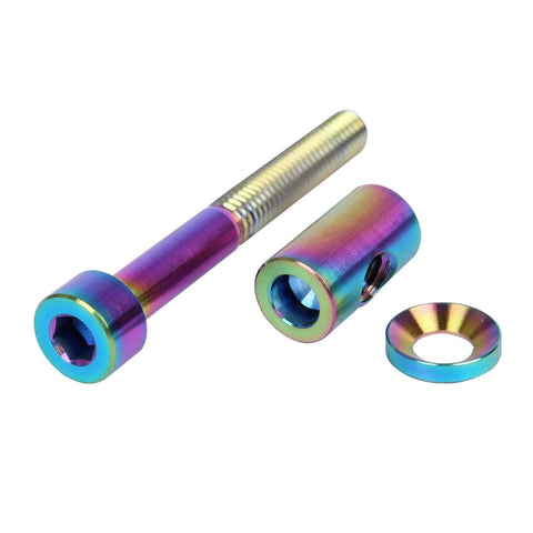 Colorful ✝️ UHDFBDHF 2PCS Titanium M5x40mm Bolt Nut Washer Bicycle SeatPost Fixed Bolt (Ranibow) set on white background