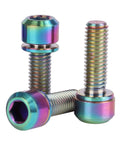✝️ UHDFBDHF Titanium Bolt Hex Screw M5x16 18 20mm Stigma Chamfer Head Bolt with Washer for Bicycle Stem Parts Pack of 6 Rainbow