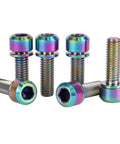 ✝️ UHDFBDHF Titanium Bolt Hex Screw M5x16 18 20mm Stigma Chamfer Head Bolt with Washer for Bicycle Stem Parts Pack of 6 (Rainbow, M5x16mm)