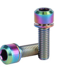 ✝️ UHDFBDHF Titanium Bolt Hex Screw M5x16 18 20mm with Washer for Bicycle Stem Parts Pack of 6, rainbow finish, chamfer head