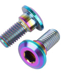 Rainbow titanium bolts, UHDFBDHF 6 PCS M8 x 20mm Titanium Bolt Motorcycle Rear Brake Rotor Bolt Screw for Yamaha, showing detailed threads and head.
