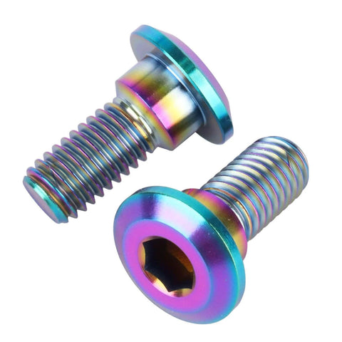 Rainbow titanium bolts, UHDFBDHF 6 PCS M8 x 20mm Titanium Bolt Motorcycle Rear Brake Rotor Bolt Screw for Yamaha, showing detailed threads and head.