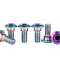 Rainbow-finished UHDFBDHF 6 PCS M8 x 20mm Titanium Bolt Motorcycle Rear Brake Rotor Bolt Screw for Yamaha displayed in a row.