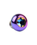 Close-up of a rainbow-colored Wanyifa Titanium Button Head Torx M6x10mm screw, designed for bicycles, motorcycles, and cars.