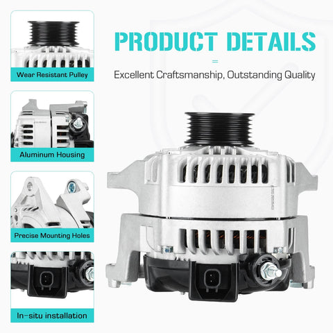 Beefed Up 5.7L Alternator Replacement For Ram 1500 2009 To 2012 And Ram 2500 2011 To 2018 Heavy Duty Drop In Replacement aluminum housing
