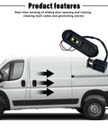 Sliding Door Connector Plate Wiring Kit For 2014 2021 Ram ProMaster 1500 2500 3500 Sliding Door Central Lock Contact Sensor Replacement 68210573AA Easy Install With Prewired Harness displayed next to Ram ProMaster van.