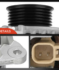 Close-up view of a Beefed-Up 12V 180A Alternator For Dodge Ram Trucks 2010-2023 with 6-groove pulley and connector.