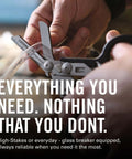 Raptor Rescue 6-in-1 Heavy-Duty Emergency Trauma Shears With Included Utility Holster Made In USA Built For Quick Rescue And Grab-And-Go Everyday Tough Situations Anywhere, close-up view of hands using shears