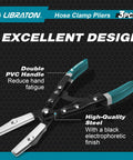 Hose Clamp Pliers Set 3 Piece Ratchet Hose Pliers For Automotive Fuel And Radiator Hoses Includes 8 Inch 10 Inch 12 Inch Pliers With Adjustable Opening Widths And Durable Storage Bag shown with PVC handle and steel construction