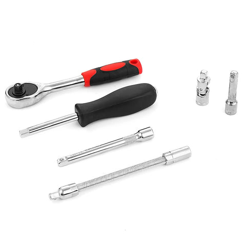 46-Piece Car, Bike And Motorcycle Repair Tool Set Pro-Grade, Heavy-Duty Home DIY Kit With Heat-Treated Chromium-Vanadium Steel Tools shown separately.