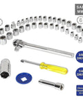 40 Piece Ratchet And Socket Set For Home And Car Repairs In A Portable Toolbox Case Made From Chrome Vanadium Steel With Mirror Finish