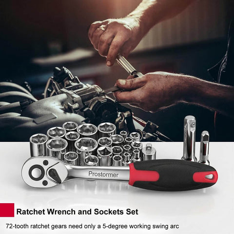 Beefy 259 Piece Tool Kit Do It All Set With Plastic Storage Toolbox And Portable Repair Box for home and car, shown with ratchet wrench and sockets.