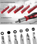 Beefy 259 Piece Tool Kit Do It All Set with driver bits, ratcheting bit driver, and extension holder displayed on white background.