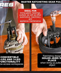 Master Ratcheting Gear Puller Set With 2 Ton And 5 Ton Units, Chrome Moly Steel Yoke Kit in use on automotive part