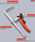Ratcheting Table Clamp With Quick Release For MFT And Guide Rail Systems, 7 7/8 Inch Capacity, 2 3/8 Inch Throat Depth, side view