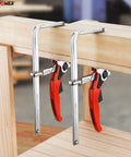 Ratcheting Table Clamp With Quick Release For MFT And Guide Rail Systems, 7 7/8 Inch Capacity, 2 3/8 Inch Throat Depth, set of 2 in use