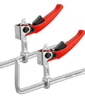 Ratcheting Table Clamp With Quick Release For MFT And Guide Rail Systems, 7 7/8 Inch Capacity, 2 3/8 Inch Throat Depth, 2 Pack.