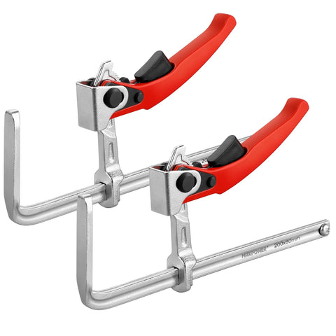 Ratcheting Table Clamp With Quick Release For MFT And Guide Rail Systems, 7 7/8 Inch Capacity, 2 3/8 Inch Throat Depth, 2 Pack.