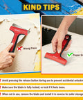 Razor Blade Scraper Kit, showing red scraper tool for glass windows with tips for proper grip and safety usage illustrated.