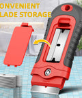 Razor Blade Scraper With 15 Extra SK5 Blades And Built In Blade Storage Non Retractable Rubber Handle Cleaner For Glass Windows Stovetops Ovens Cooktops And Paint Removal Durable Plastic Scraper Tool For Fast Stubborn Residue.