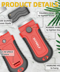 Close-up of Razor Blade Scraper With 15 Extra SK5 Blades And Built In Blade Storage Non Retractable Rubber Handle Cleaner
