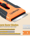 Razor Blade Scraper Tool Set 2 Pack With 80 Replacement Blades Metal And Plastic showing sharp blade edge and handle