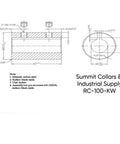 Technical drawing of Solid Rigid Coupling – 1" ID, 2" Wide, 3" Long, Black Oxide with Keyway – Heavy-Duty RC-100-KW.