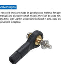 Close-up of RC Model Ball Joint End Head with M2 screw and nut for flexible steering on remote control vehicles, showcasing lightweight plastic construction.