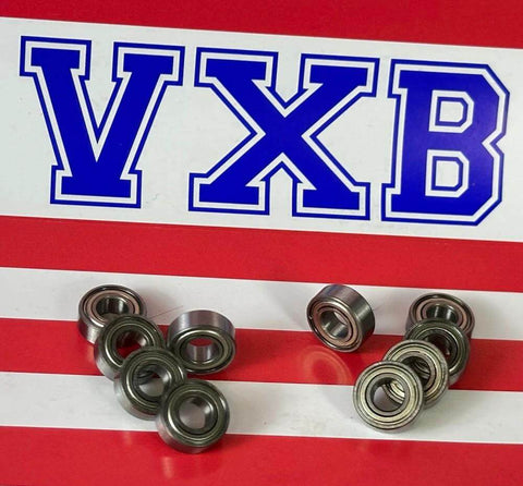 10-Pack RC Bearing 5x11x4 for Tamiya & Traxxas Miniature on red and white striped surface