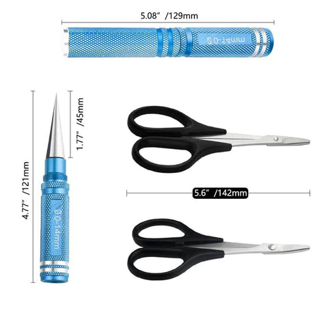 3 Pack RC Body Reamer Hole Puncher Kit with Curved and Straight Scissors for RC Car Body Mounting and Wide Body Kits 0-14mm Hole Punching and Trimming with Heavy-Duty Titanium Plated Steel Reamers and Non Slip Grip Handles Round Shell Blue XINMEIWEN.