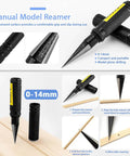 RC Car Hole Opener Reamer Kit 2 Pack 0 to 14mm Expanding Drill Tool With Bevel Design, displayed with caps and scale.