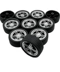 10PCS Toy Car Wheels 40mm Rubber Tire Wheels with Metal Shaft for RC Car Truck DIY Model Toy Wheel Replacement Accessories