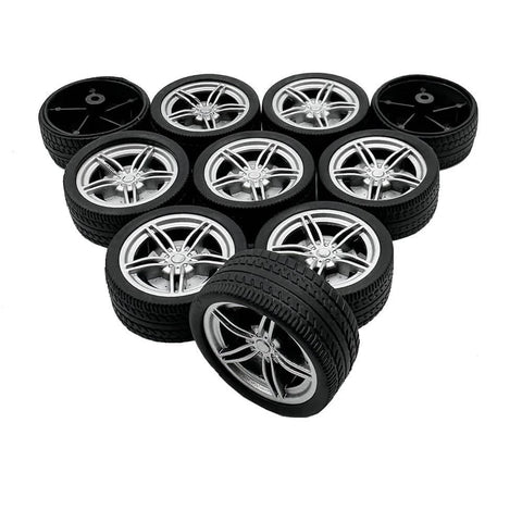 10PCS Toy Car Wheels 40mm Rubber Tire Wheels with Metal Shaft for RC Car Truck DIY Model Toy Wheel Replacement Accessories